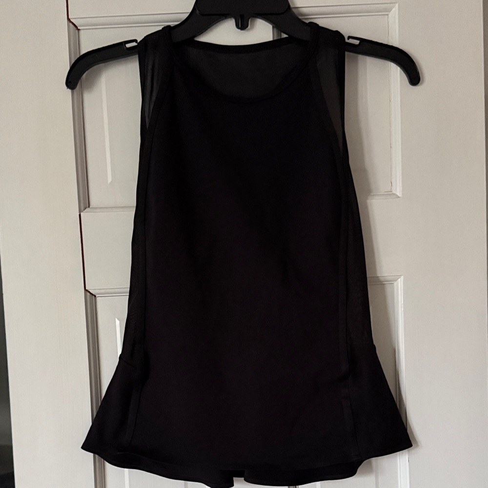Athleta Black Mesh-Detail Racerback workout Tank, peplum, size small, worn once
